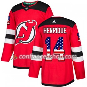 Adidas Maillot de Hockey New Jersey Devils Adam Henrique 14 2017-2018 Rouge USA Flag Fashion Authentic - Homme